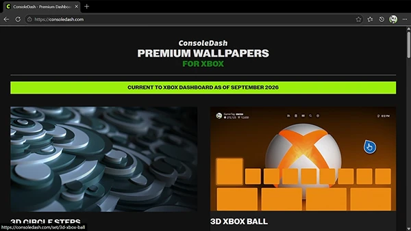 A screenshot of Edge on XBOX, showing this website's landing page.