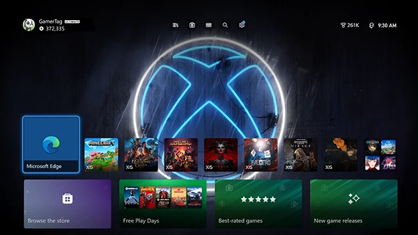 A screenshot of the XBOX dashboard with the new wallpaper applied.