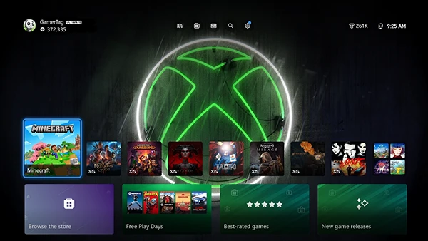 A screenshot of the XBOX dashboard with the new wallpaper applied.