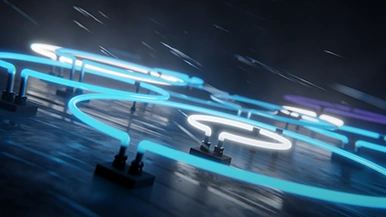 Thumbnail image for Neon Rain (Bright Blue) wallpaper